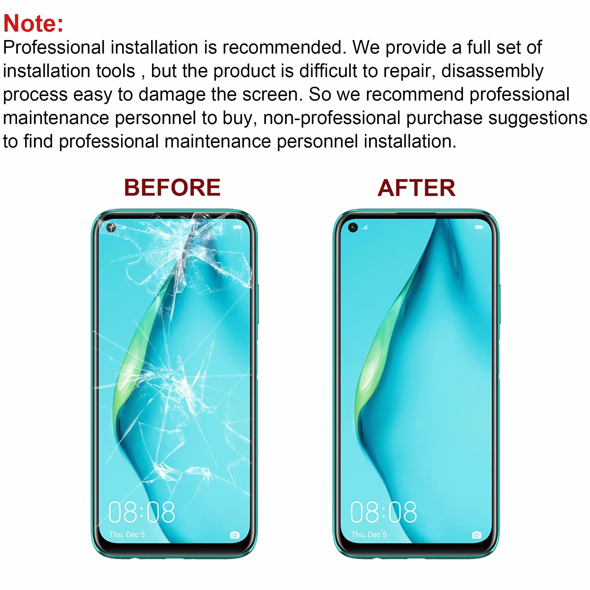Szkło wyświetlacza szkło przednie zestaw naprawczy kompatybilny z iPhone 13 wraz z zestawem narzędzi