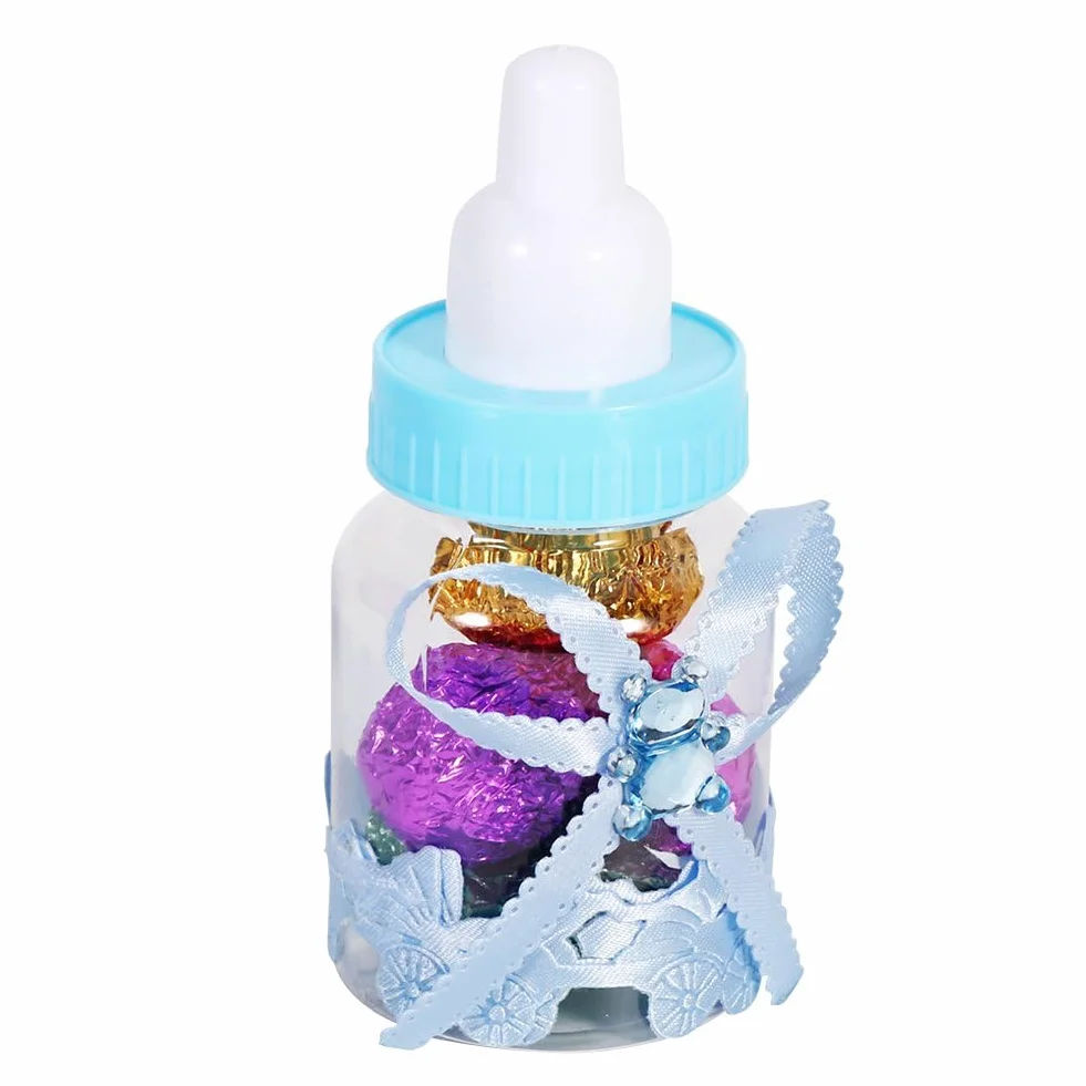 Biberon Boîte à Bonbons 50pcs, Boîtes à Bonbons Party Favors pour Baby Shower Wedding Party Favors Cadeaux Décorations(Bleu)