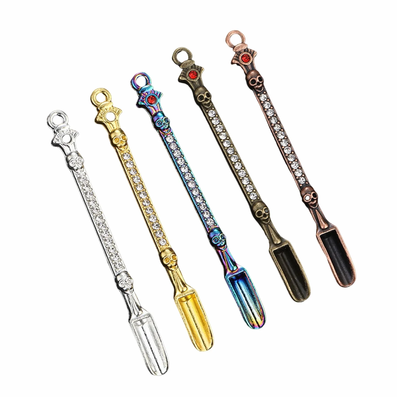 Lot de 5 mini cuillères à poudre en alliage de zinc squelette diamant pour médicaments épices cuisine