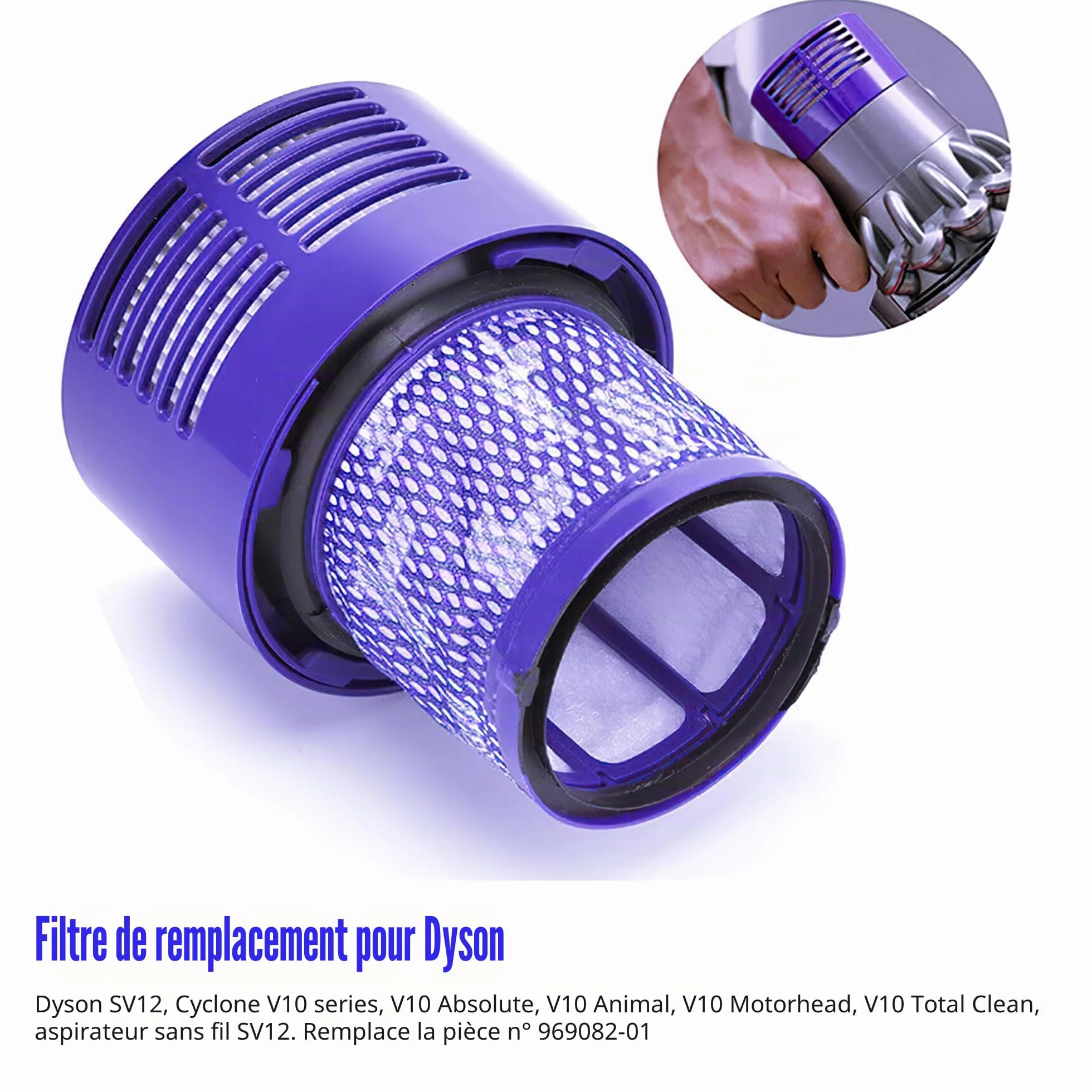 Lot de 2 Filtre pour Aspirateur Dyson V10 SV12, Lavable Réutilisable