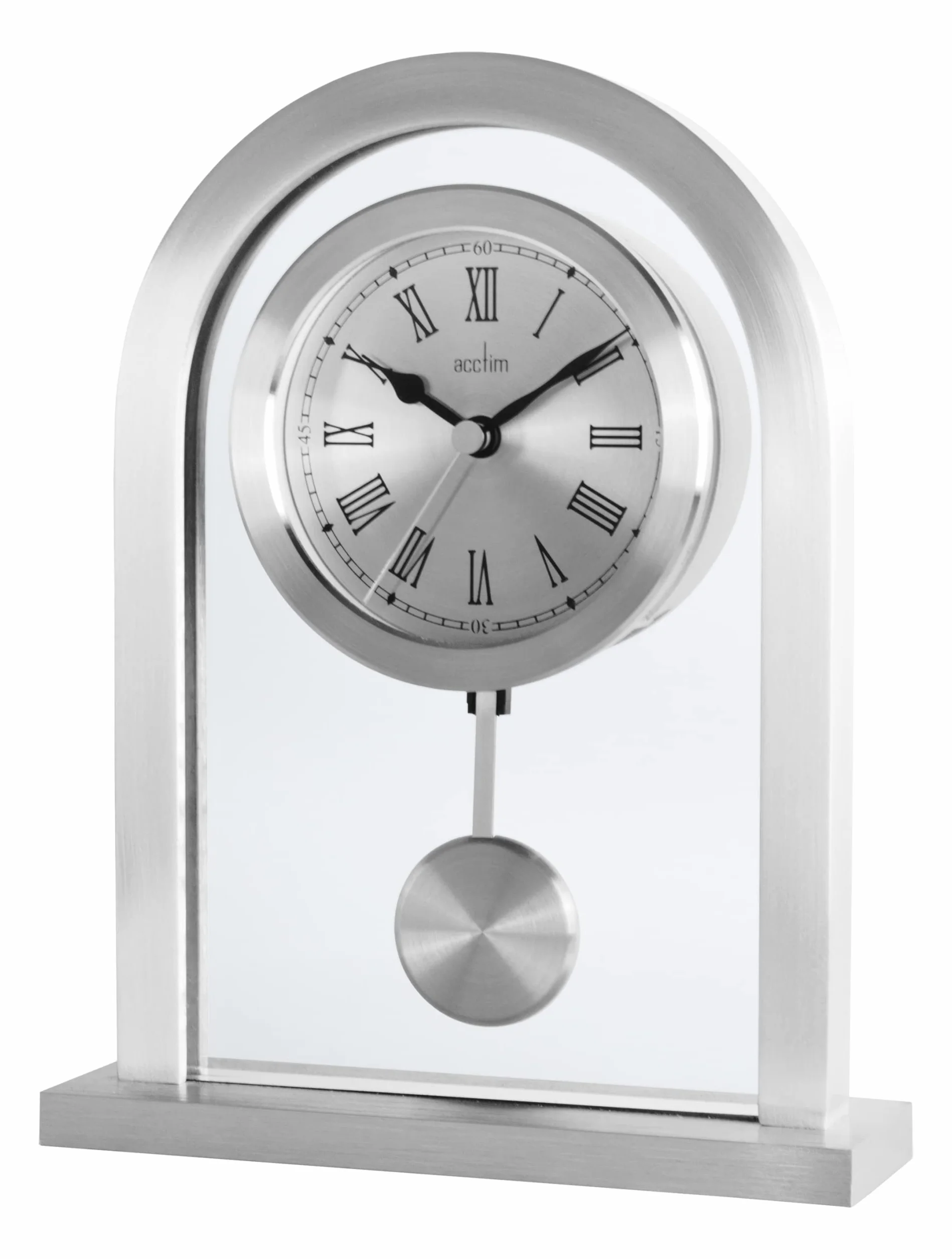 Acctim Pendule de cheminée argentée en Verre 200 x 165 x 50 mm
