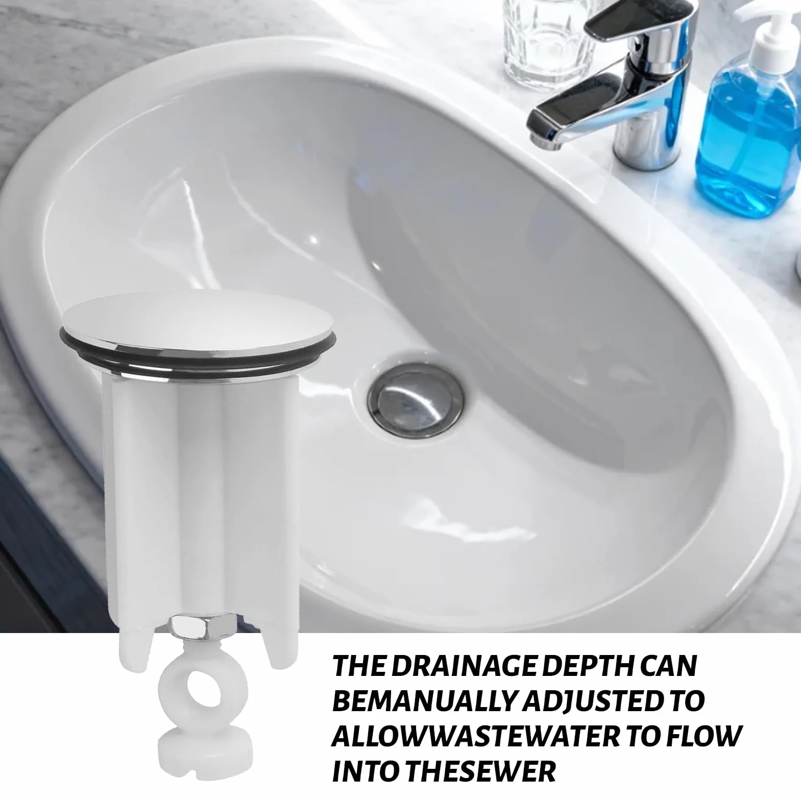Bouchon De Lavabo Pop-up 40 Mm Universel Finition Chromée Hauteur Ajustable