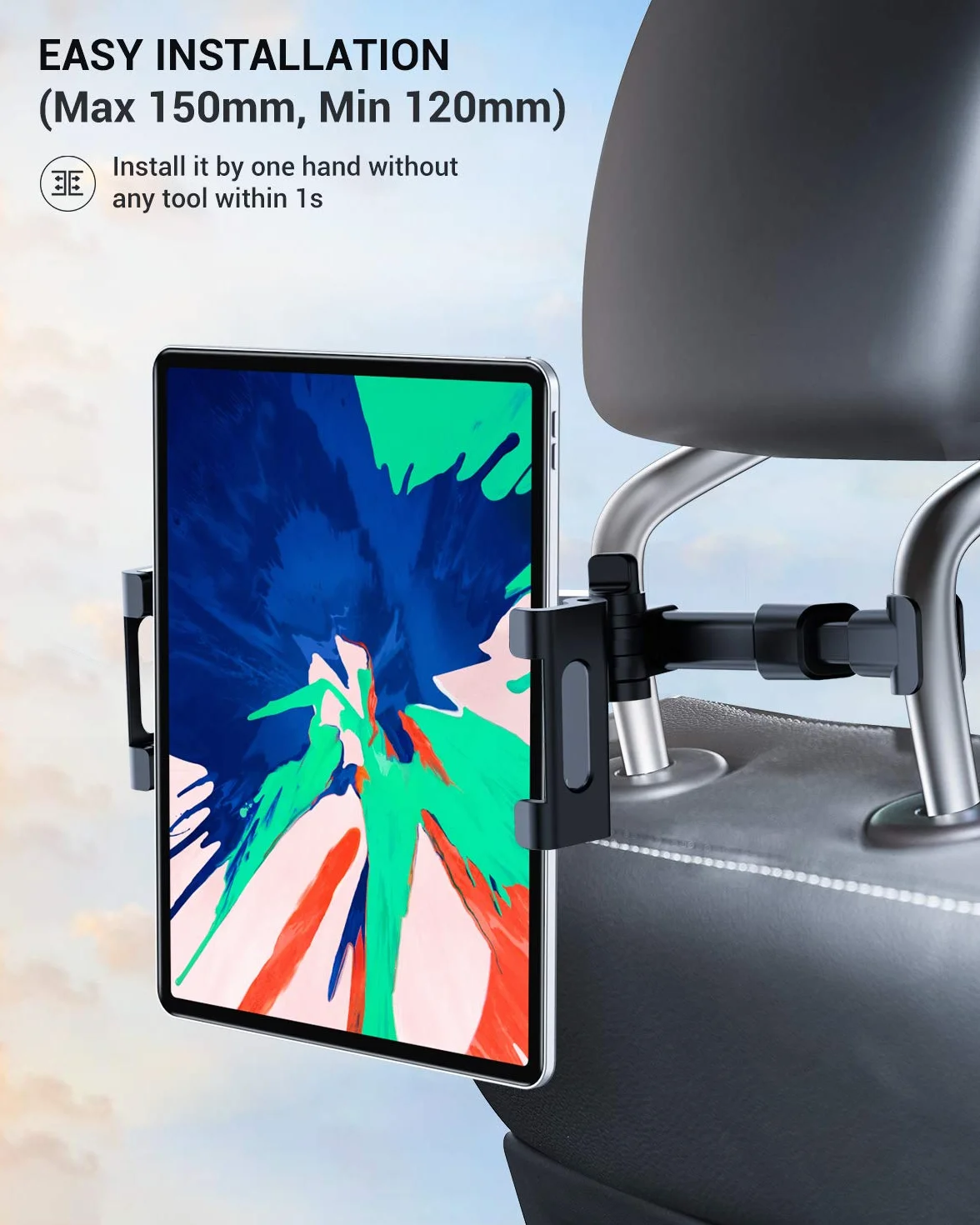 Eono Uchwyt na tablet samochodowy, uchwyt samochodowy zagłówek uchwyt na tablet komórkowy z obsługą 360 obrót dla iPada 4,4-13 cali, iPhone, Galaxy Tab, Huawei Mediapad, Switch