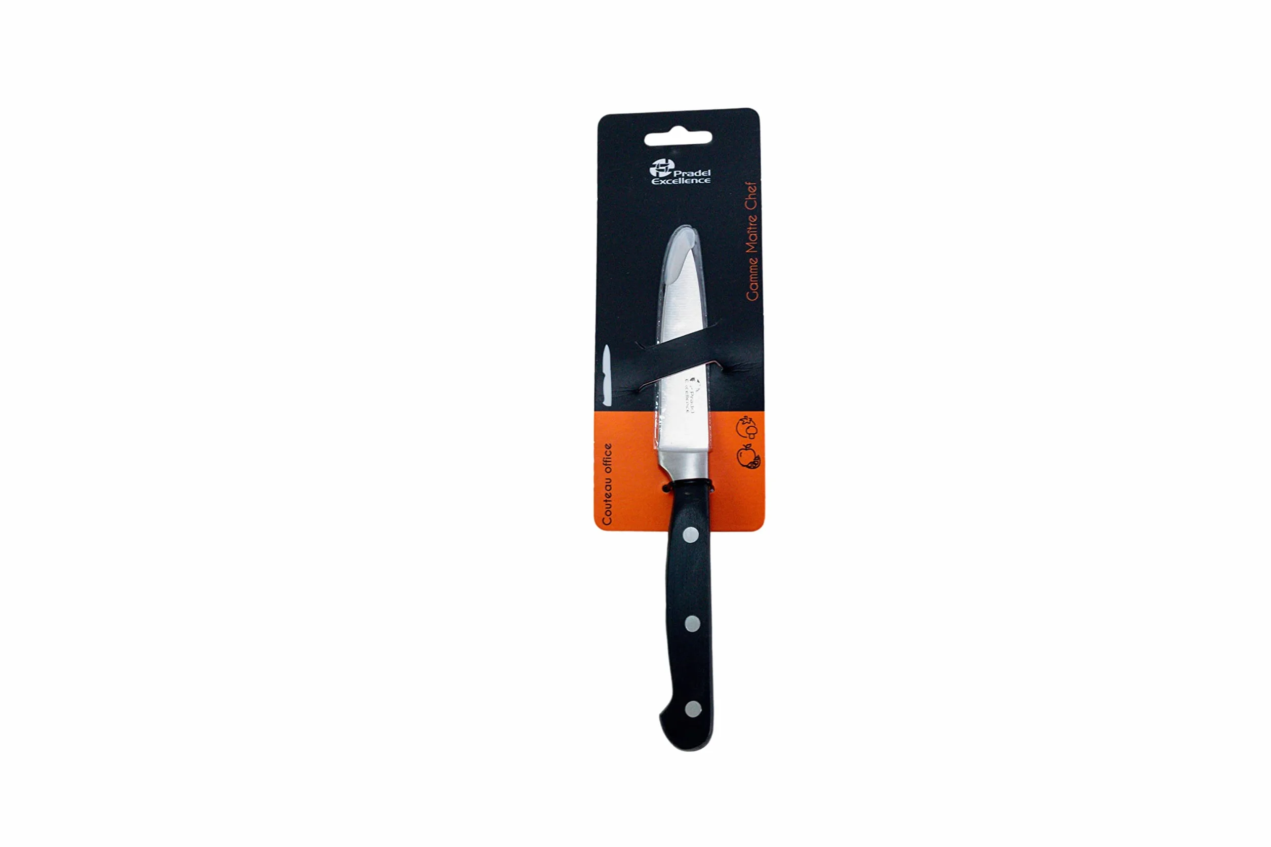 Pradel Excellence Couteau Office 9.5 cm Lame Acier Inoxydable 3Cr14 Manche POM Ergonomique Argent