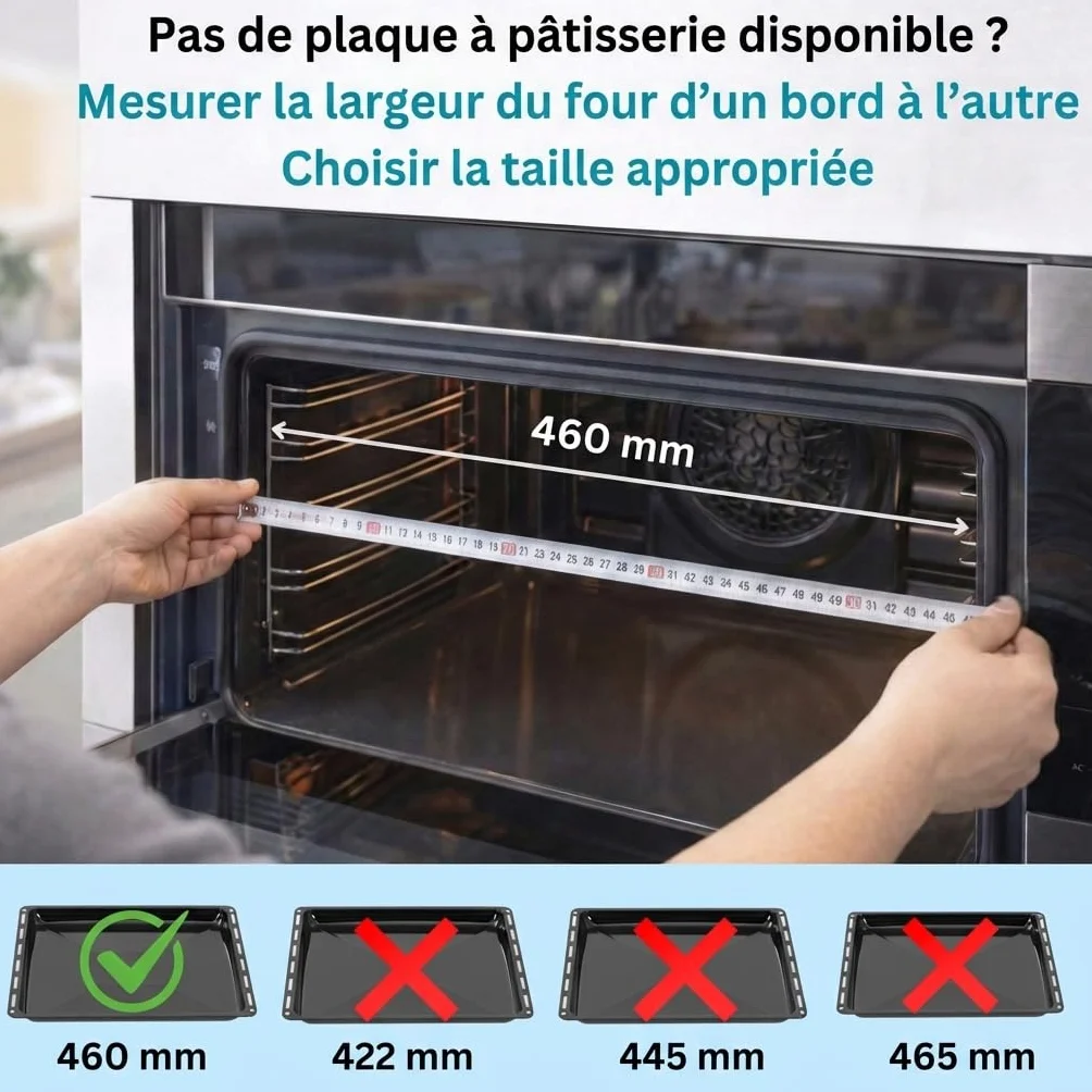 ICQN Set Plaque de Four 46 × 37 × 3 cm + Grille, Compatible avec Beko, Bosch, Grundig & Samsung, Plaque Émaillée 30 mm + Grille de Cuisson