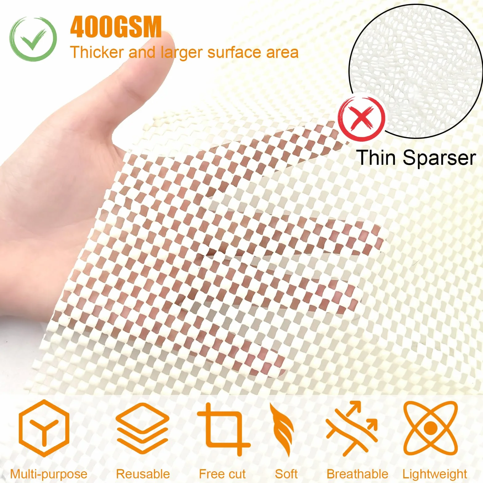 Sous-Tapis Antidérapant PVC 100 x 150 cm Découpable pour Cuisine Étagères Plateau Moquette Blanc