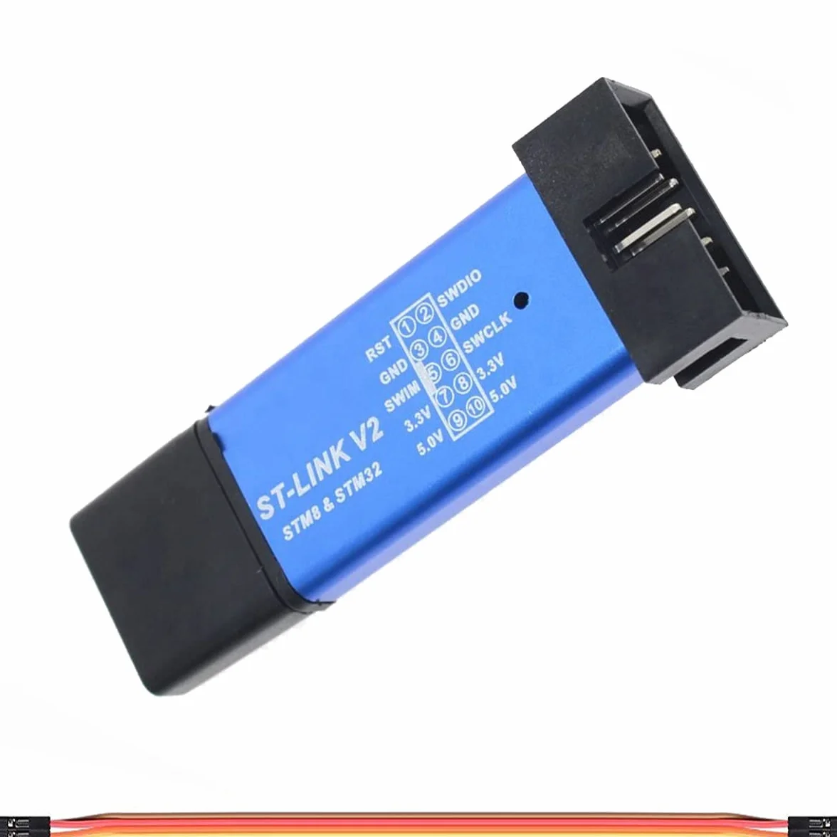 ST-LINK V2 Emulator Downloader, Programator, Emulator STM8 STM32, Obsługa programowania 3,3 V 5 V, z kablem DuPont (losowy kolor)