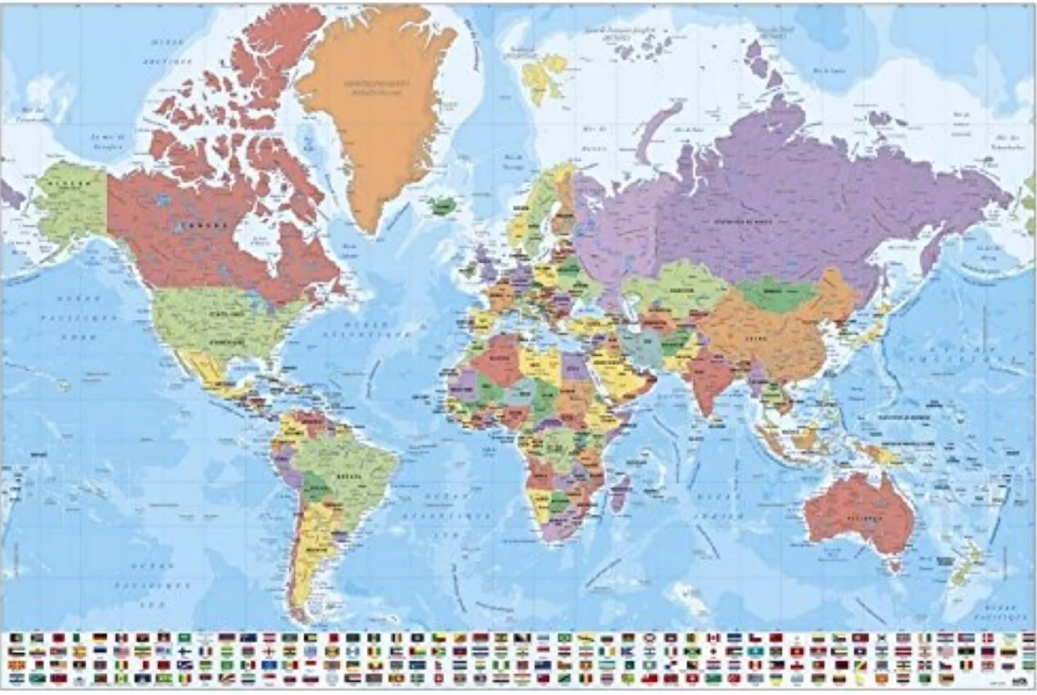 Erik Poster Carte du Monde Papier Glacé 91x61cm